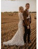 Long Sleeves Ivory Lace Bohemian Wedding Dress